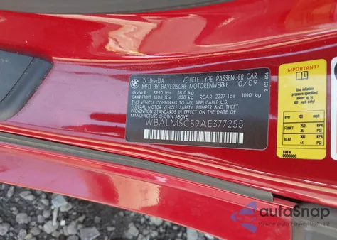 2010 BMW Z4 Sdrive30I z USA, uszkodzony, nr VIN WBALM5C59AE377255